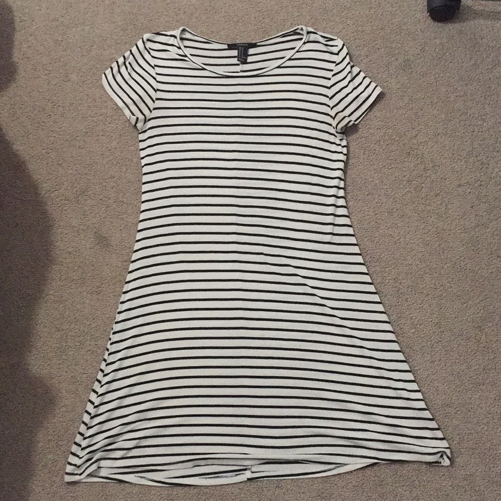 A black and white striped dress
